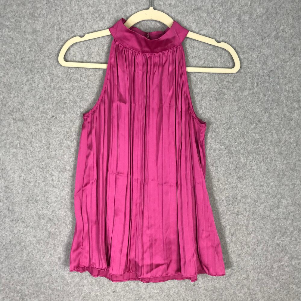 Sincerely Jules Top Womens Small Blouse‎ Satin Halter Pleated Flowy Silky Career